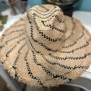 GIGI PIP Natural Straw Hat with Black Pattern